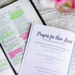 Head to Toe Prayer Journal open with Bible underneath it.